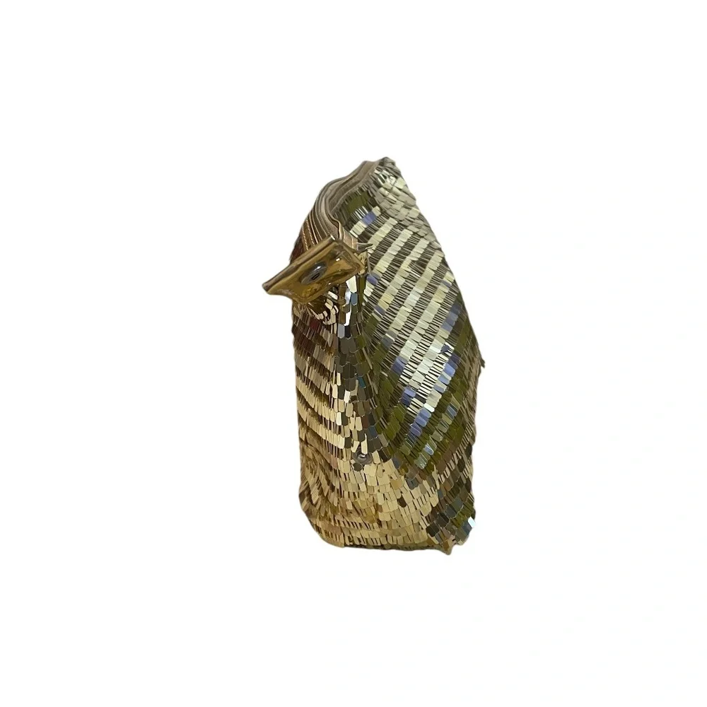 New Stila Gold Pyramid Sequin Clutch‎ Bag